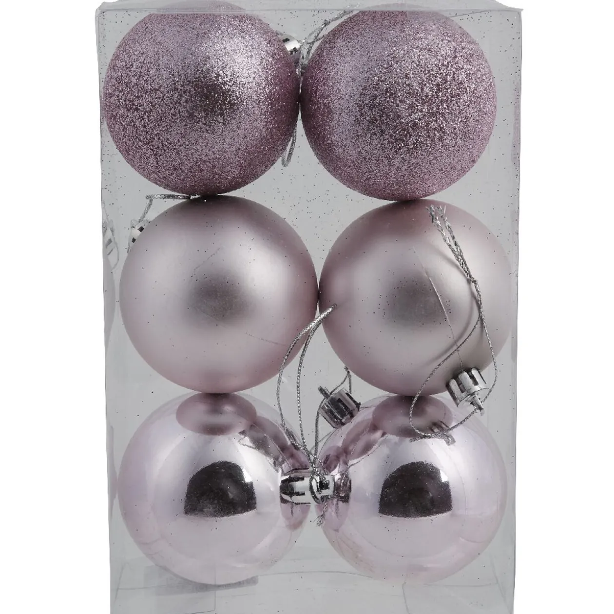 Boule de Noël rouge rose x6