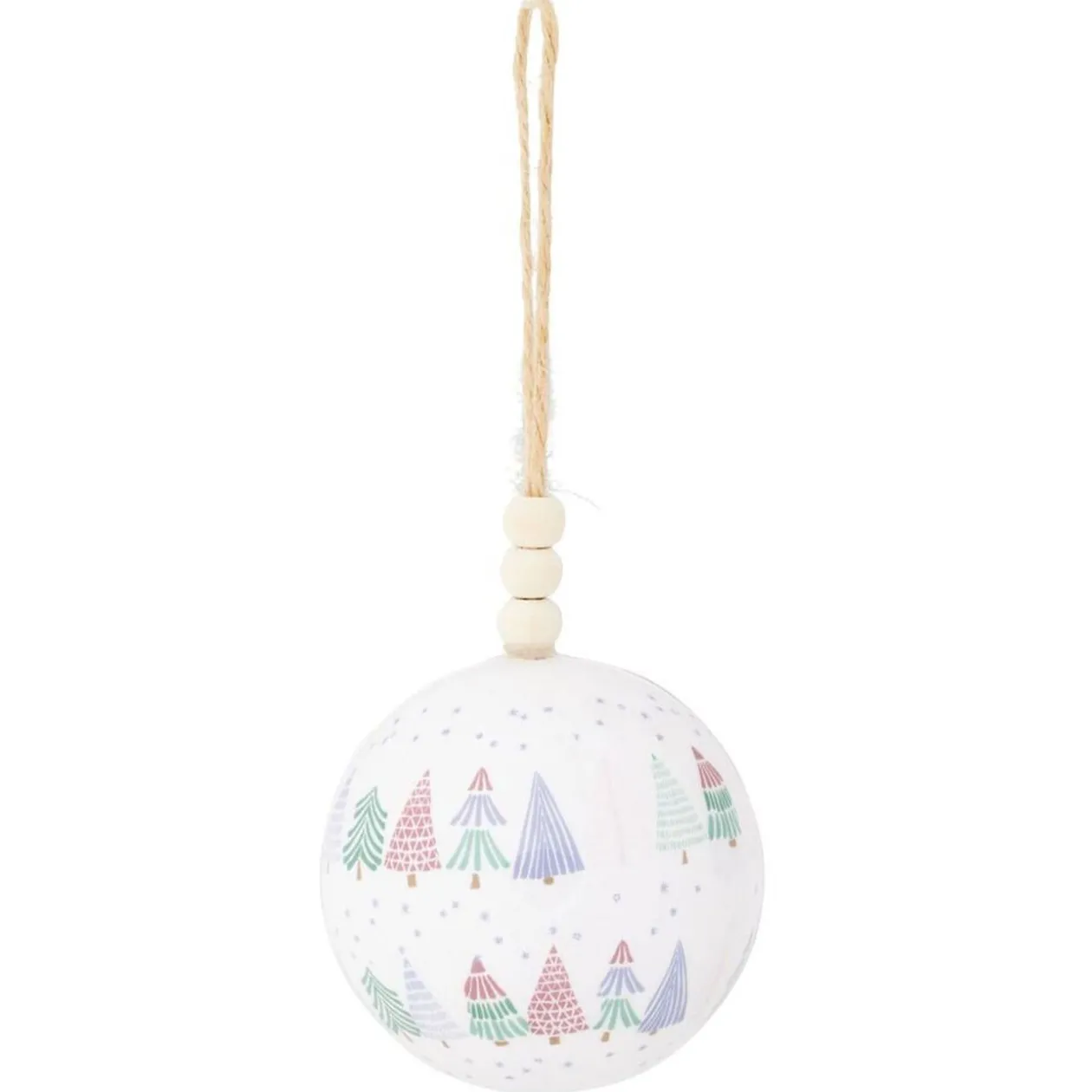 Boule de Noël thème nature blanc et rose Ø8cm - 3 modèles