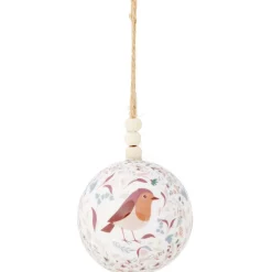 Boule de Noël thème nature blanc et rose Ø8cm - 3 modèles