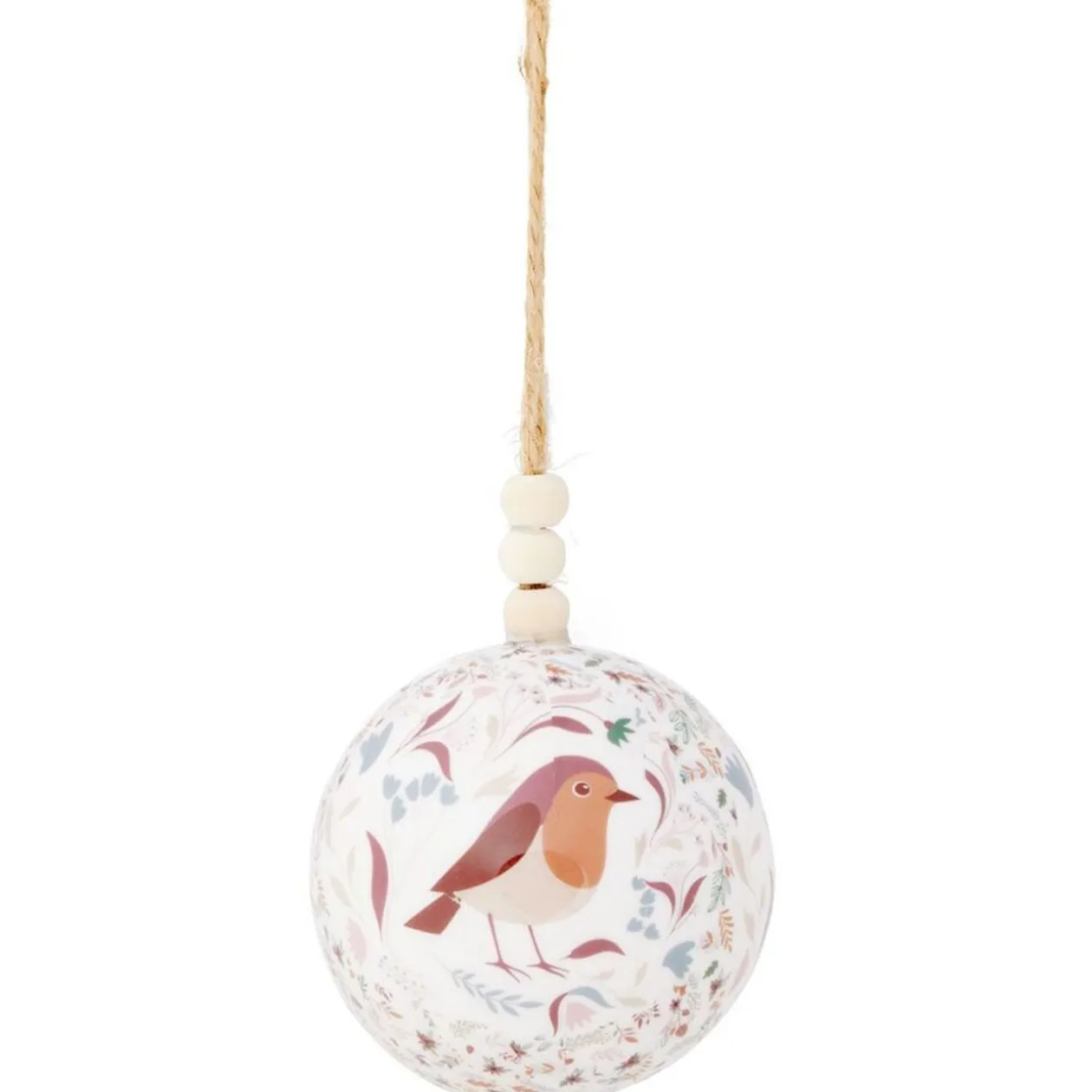 Boule de Noël thème nature blanc et rose Ø8cm - 3 modèles