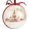 Boule de Noël transparente déco village rouge