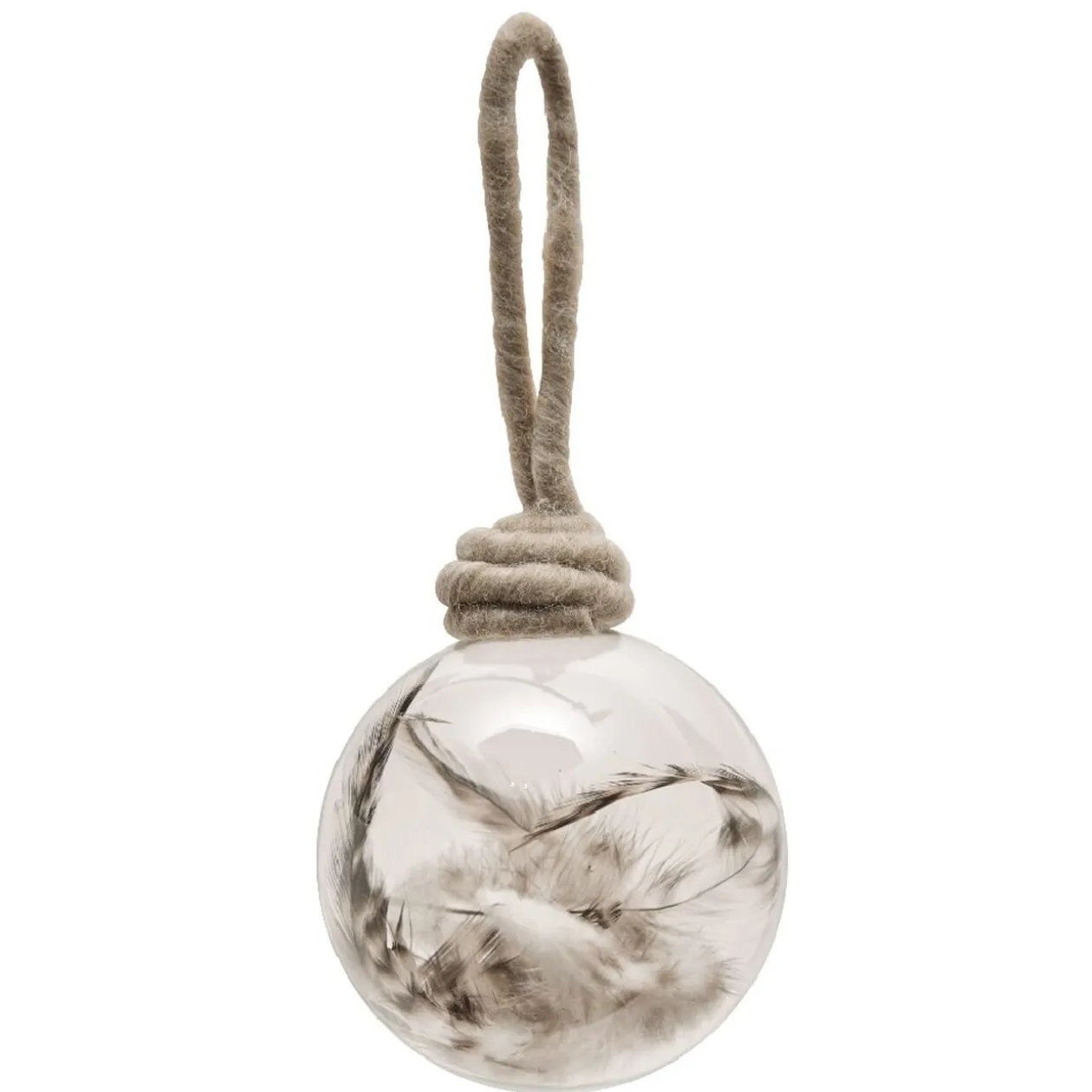 Boule de Noël transparente avec plume à l’intérieur