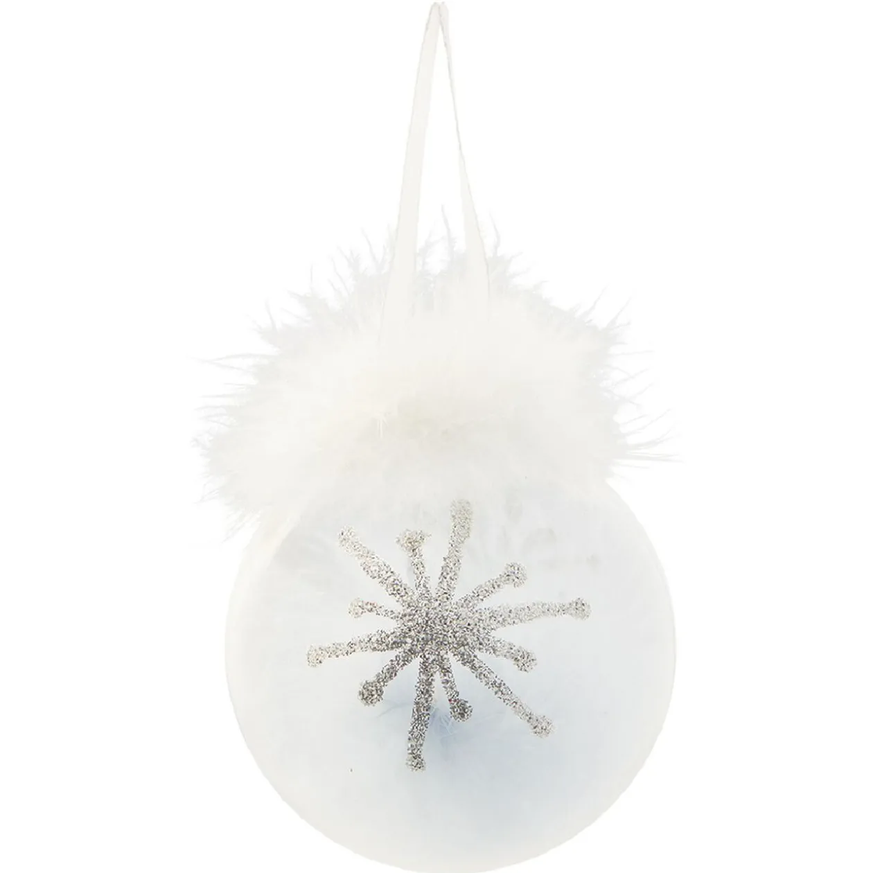 Boule de Noël transparente avec plumes