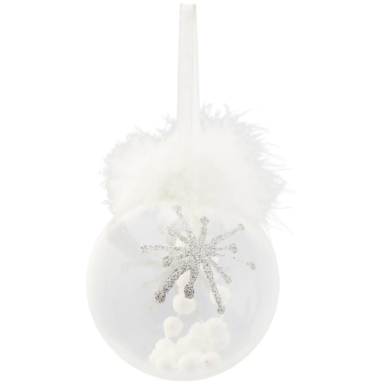 Boule de Noël transparente avec plumes