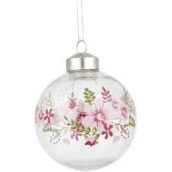 Boule de Noël transparente déco fleur Ø8 cm