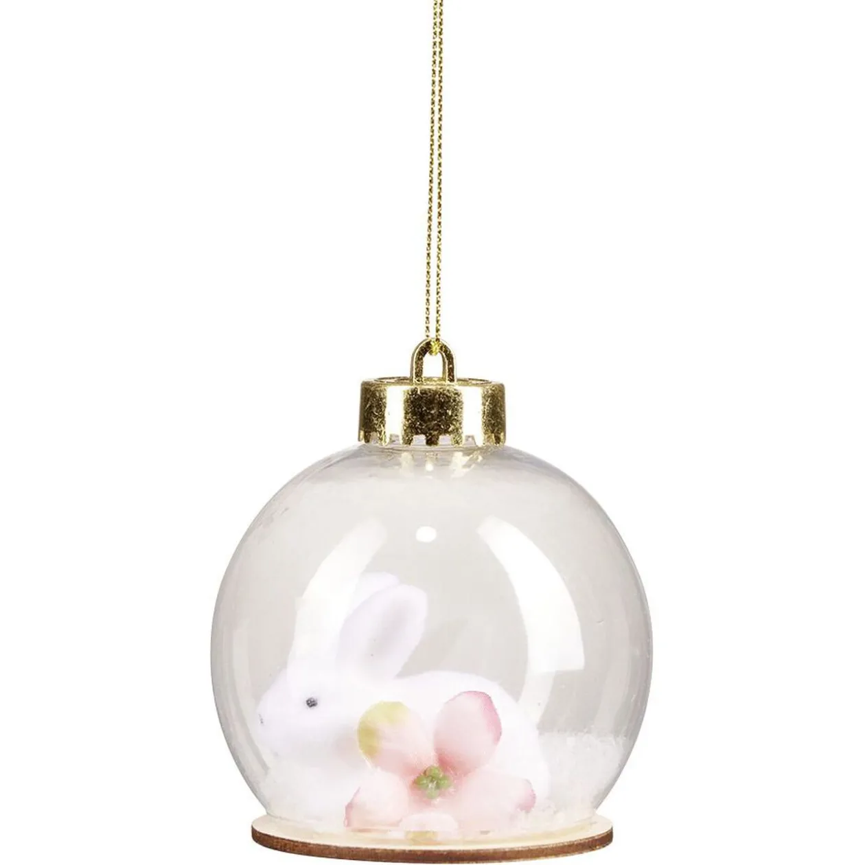 Boule de Noël transparente intérieur lapin blanc Ø8cm