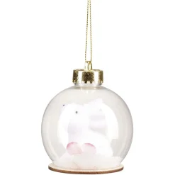 Boule de Noël transparente intérieur lapin blanc Ø8cm