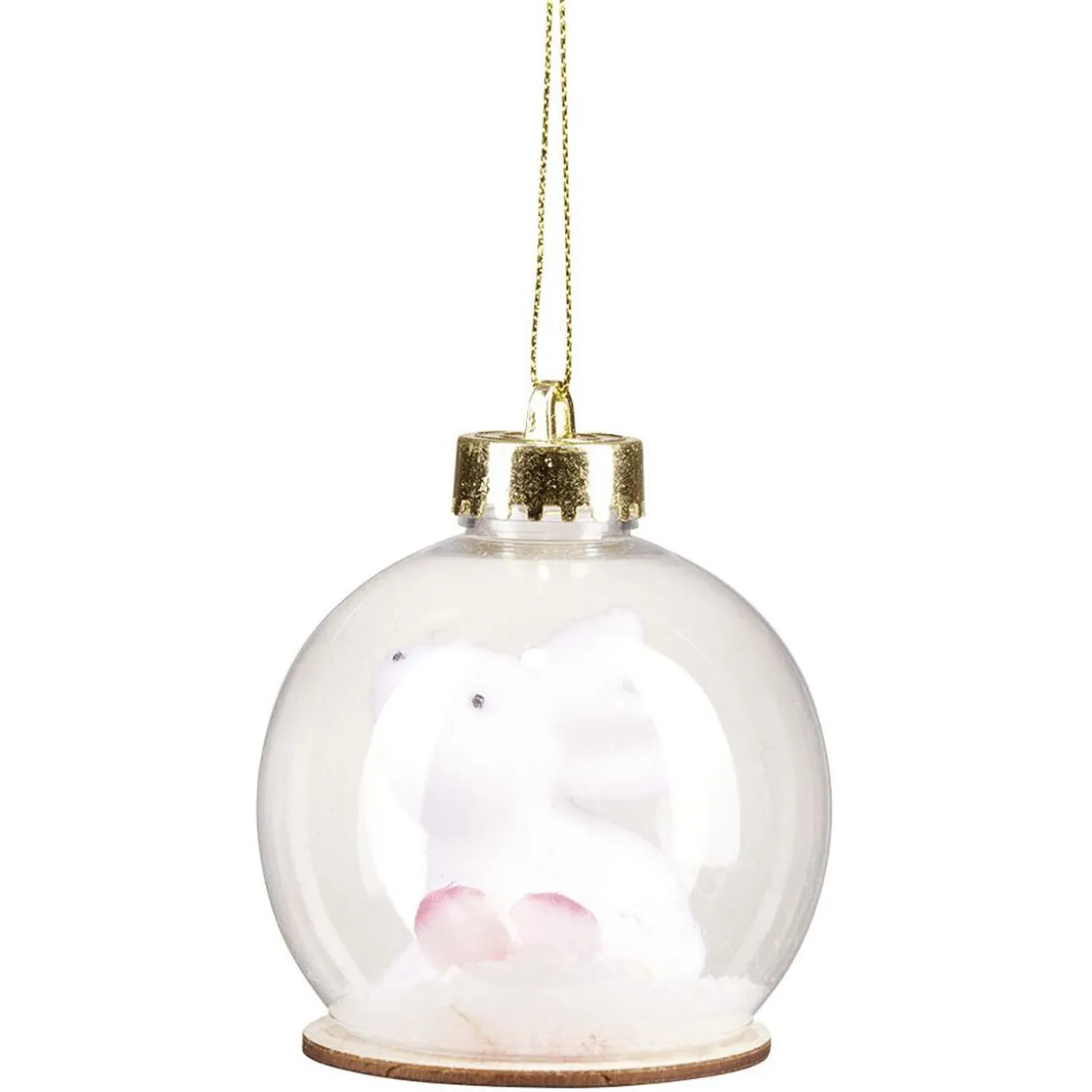 Boule de Noël transparente intérieur lapin blanc Ø8cm