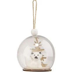 Boule de Noël transparente décor renard blanc Ø8cm
