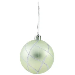 Boule de Noël vert pailleté argenté x6