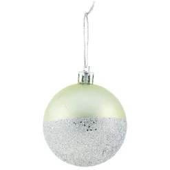 Boule de Noël vert pailleté argenté x6