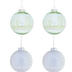 Boule de Noël vert pailleté argenté x4
