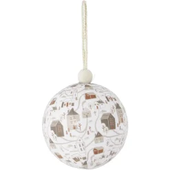 Boule de Noël village et cheval beige et blanc Ø8cm - 3 modèles