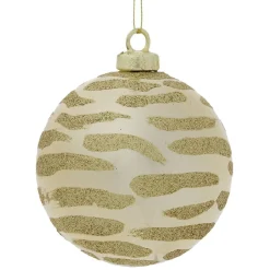 Boule de Noël zébré pailleté et brillant doré