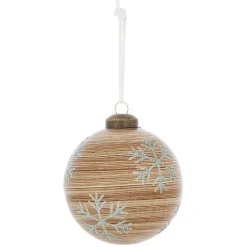 Boule en verre effet bois naturel motif flocon