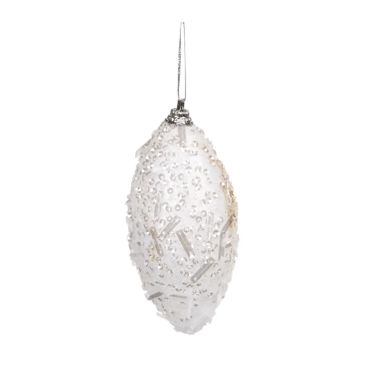 Boule et goutte sapin Noël blanc argent relief