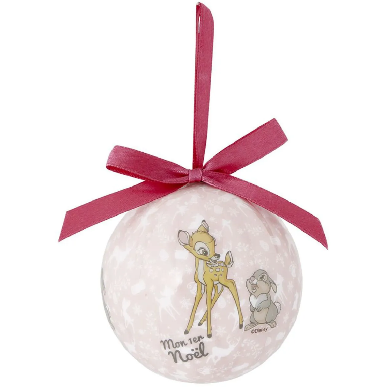 Boule Mon 1er Noël Disney Bambi rose Ø7,5cm