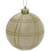 Boule Noël quadrillage Ø8cm - argenté/blanc/doré