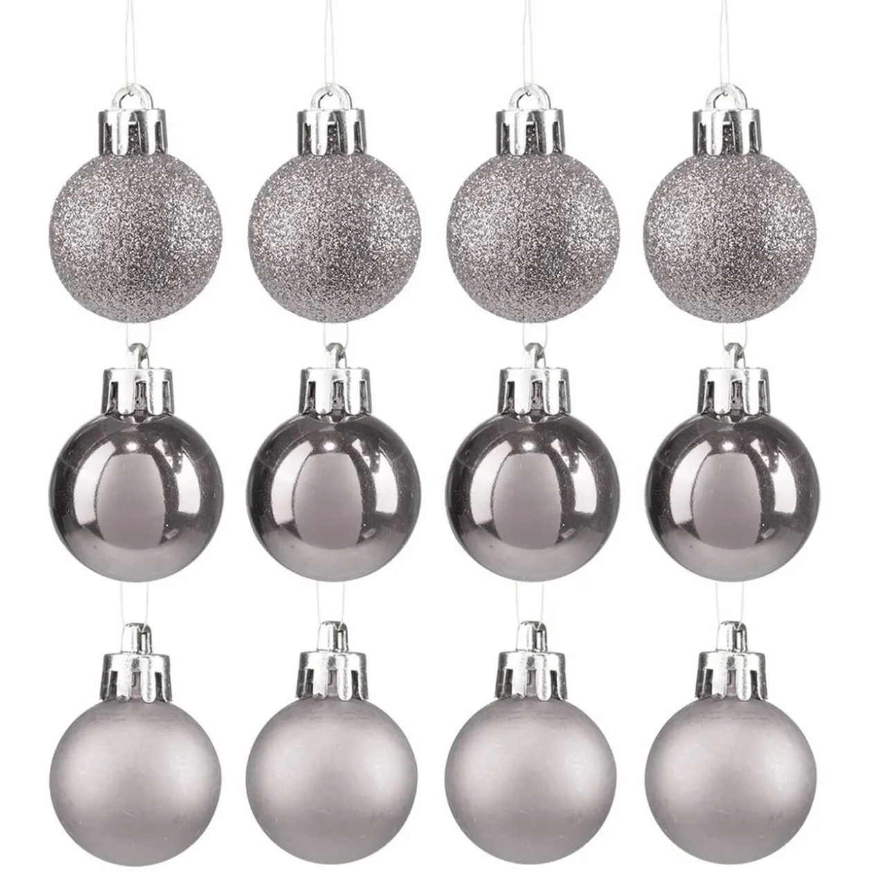 Boules de Noël argentées Ø4-5-6 cm x20