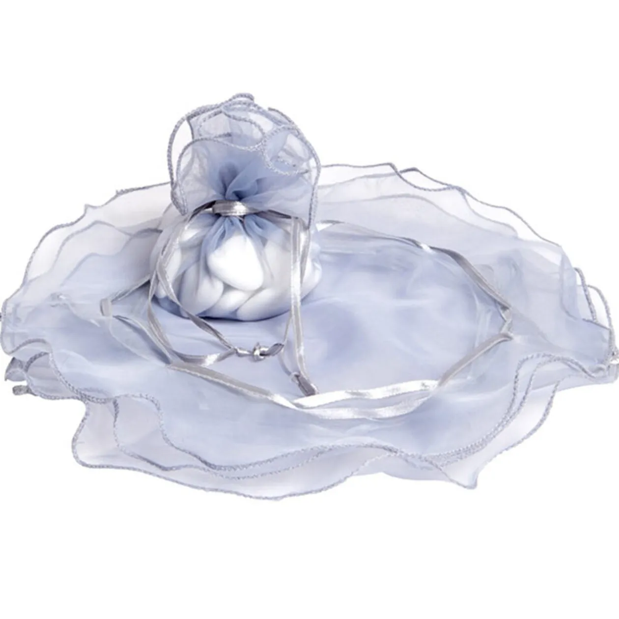 Bourse rond à dragées argenté x6