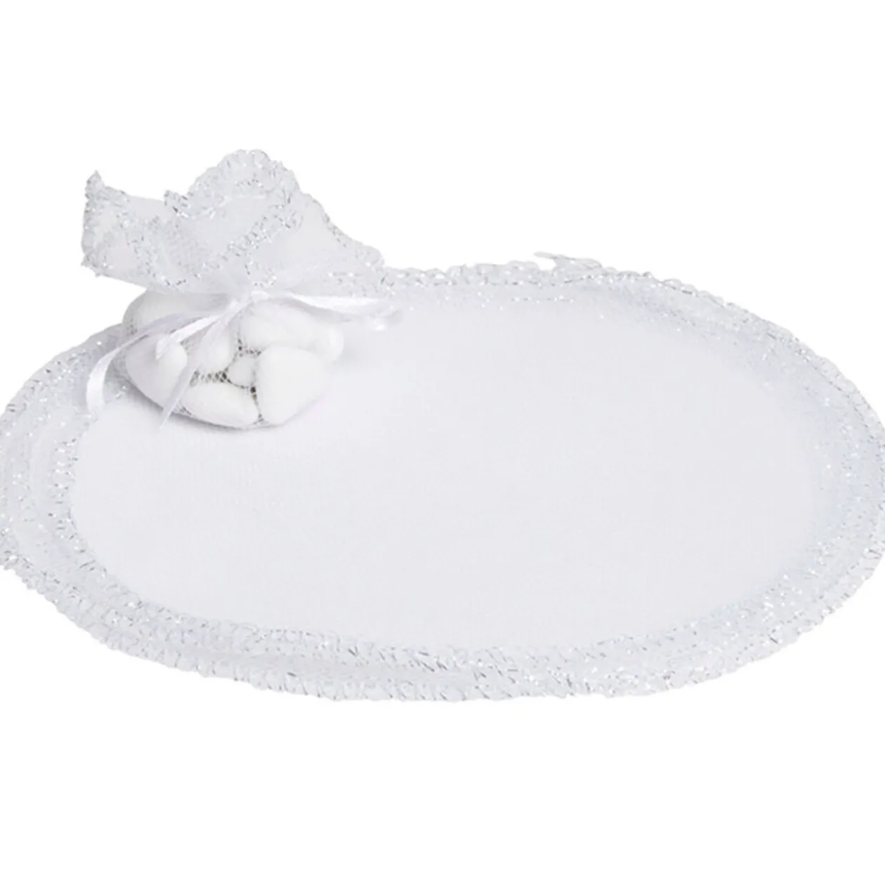 Bourse rond à dragées blanc x6