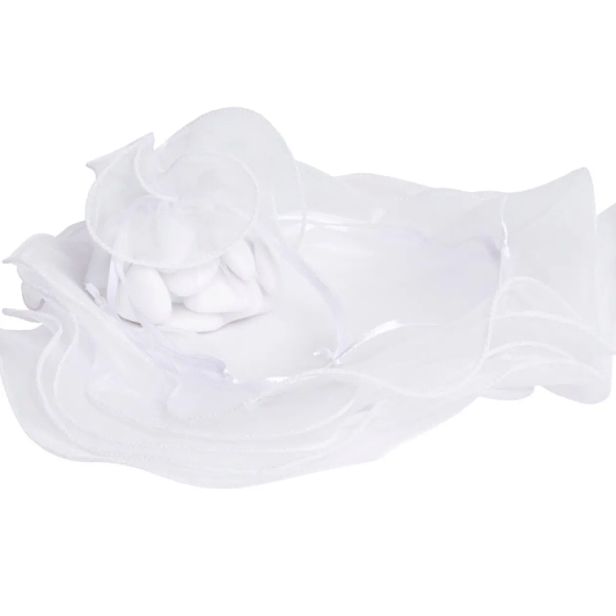 Bourse rond à dragées blanc x6