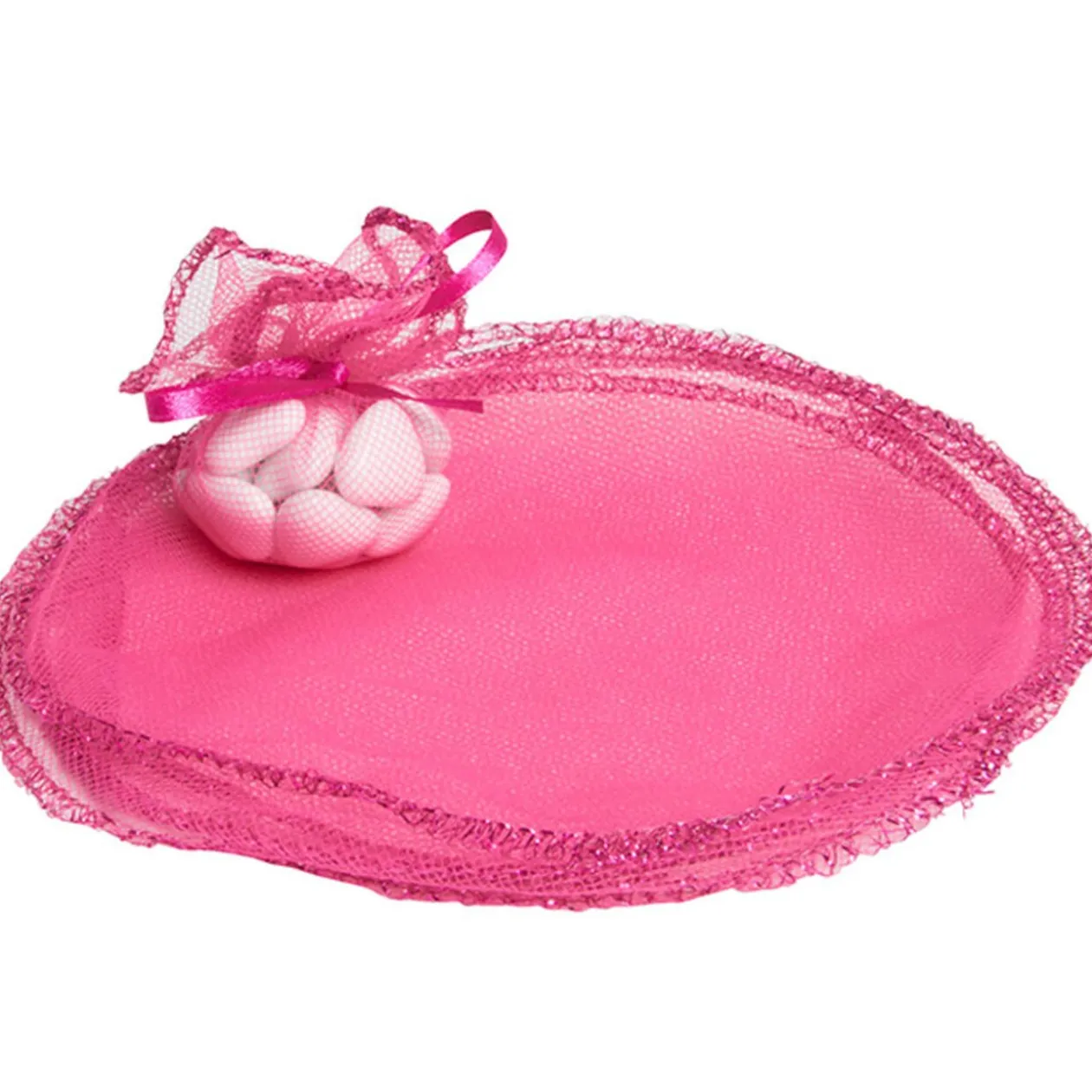 Bourse rond à dragées rose fuchsia x6