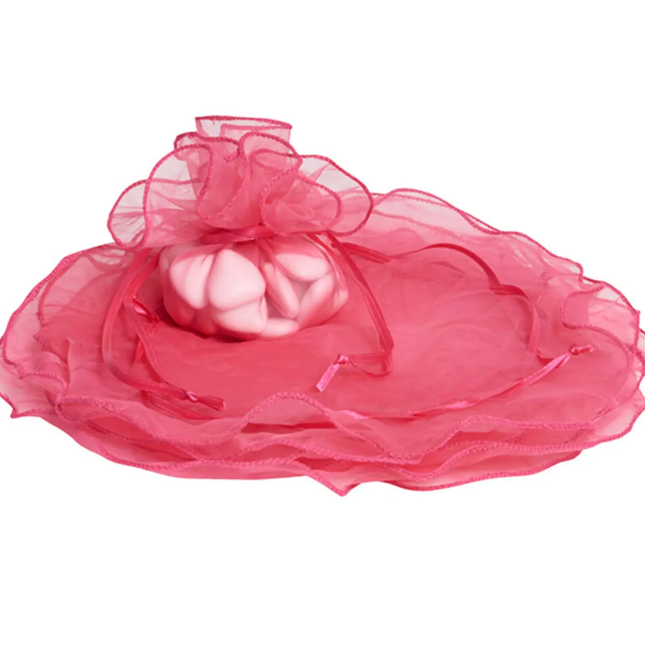 Bourse rond à dragées rose fuchsia x6