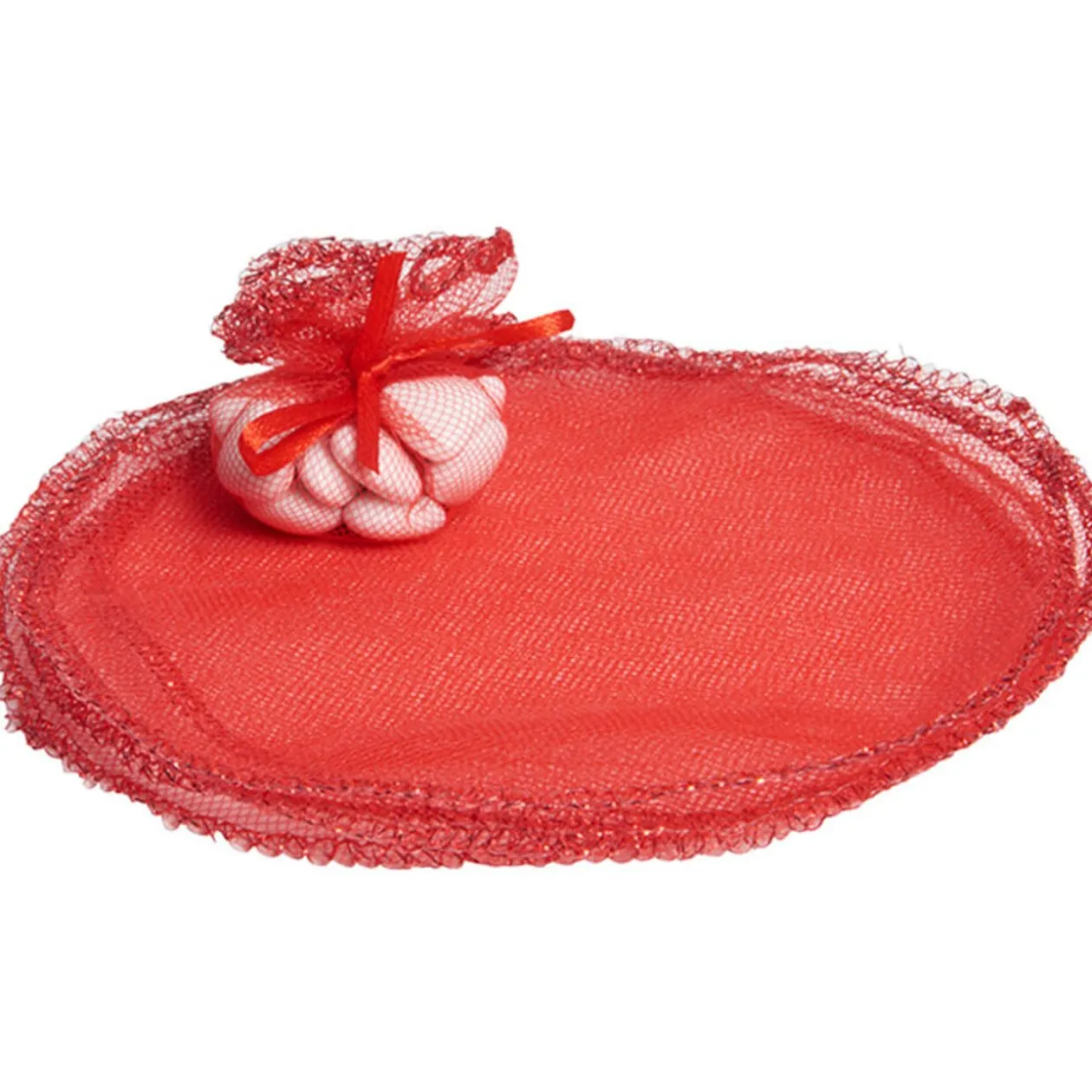 Bourse rond à dragées rouge x6