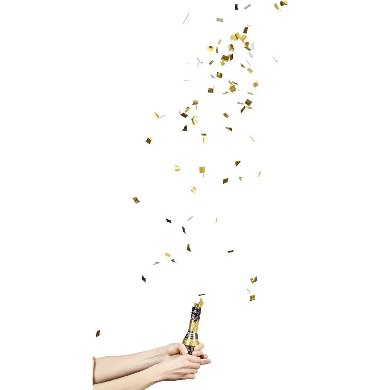 Bouteille à confettis doré forme bouteille H. 16 cm