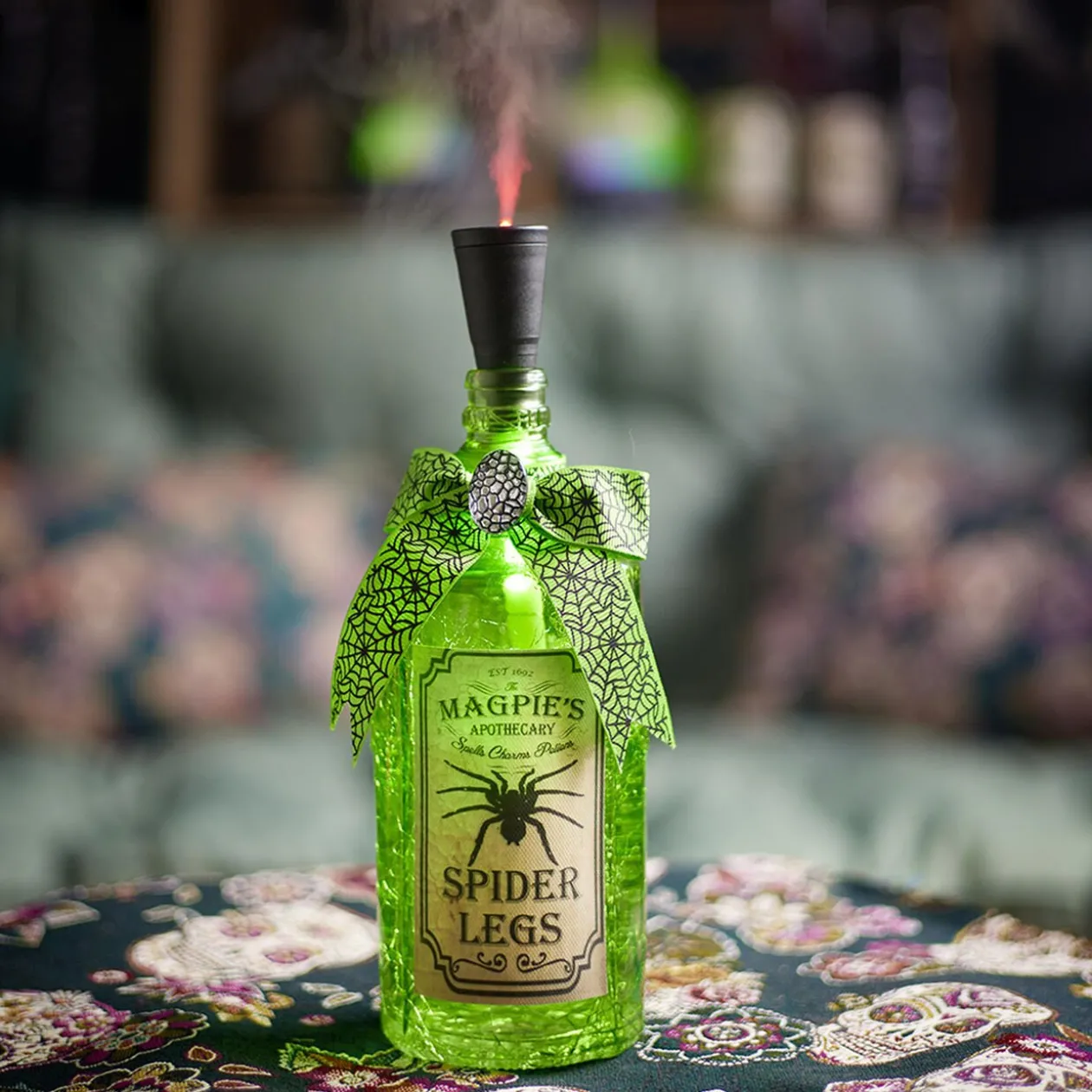 Bouteille motif Halloween LED fumée USB