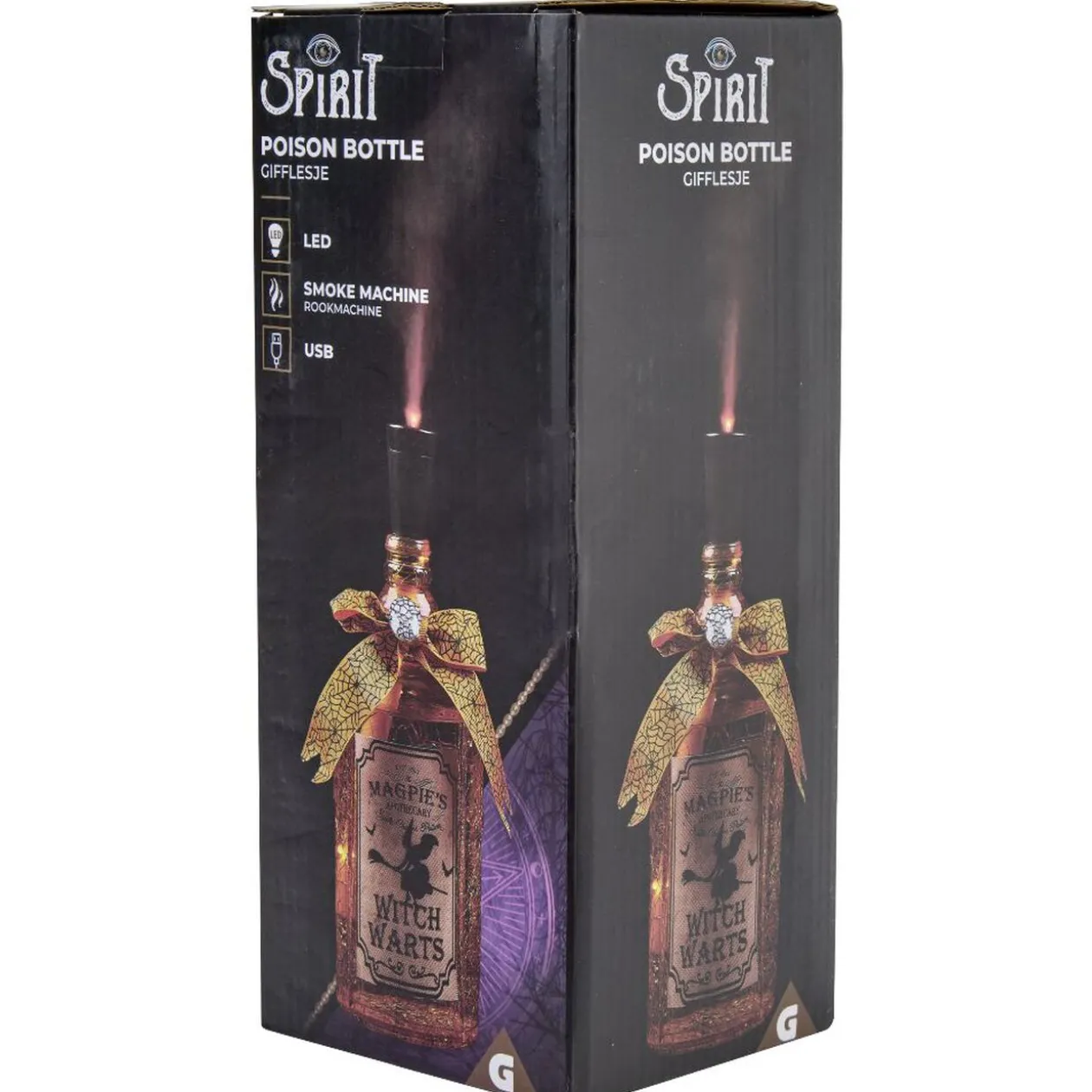 Bouteille motif Halloween LED fumée USB