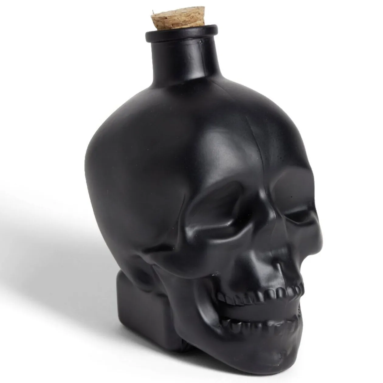 Bouteille poison décoration Halloween crâne en verre noir 10x8,5xH14cm