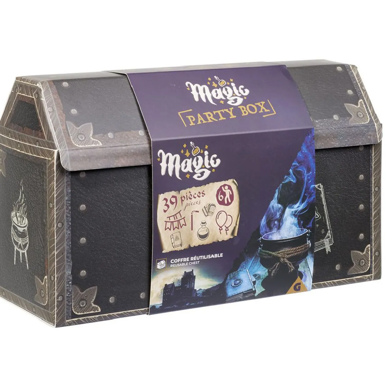 Box coffre décoration Sorcier party box 39 pièces