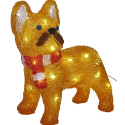 Bulldog de Noël lumineux 30 LED blanc froid H30cm