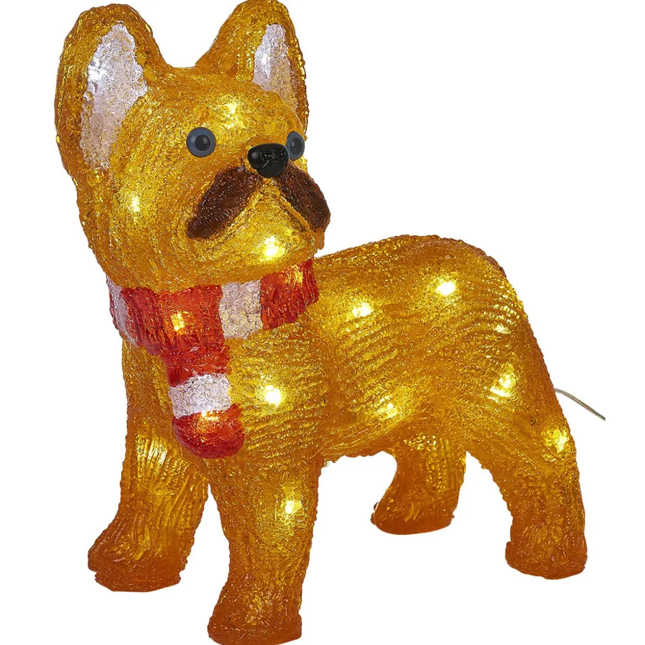 Bulldog de Noël lumineux 30 LED blanc froid H30cm
