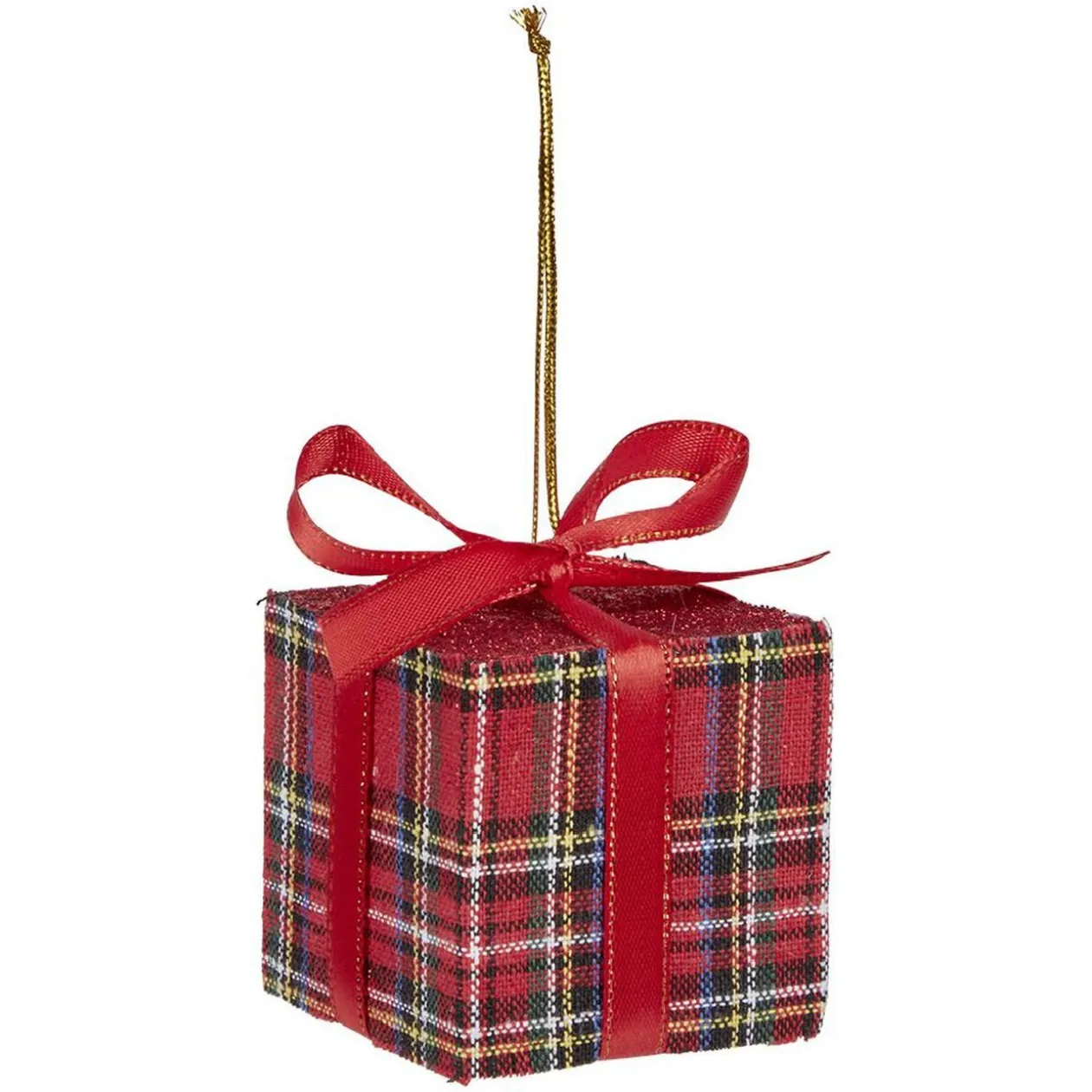 Cadeau de Noël tartan à suspendre