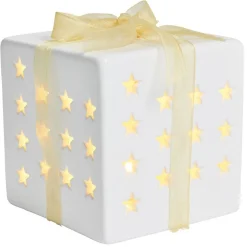 Cadeau lumineux déco Noël 1LED céramique blanc H10cm