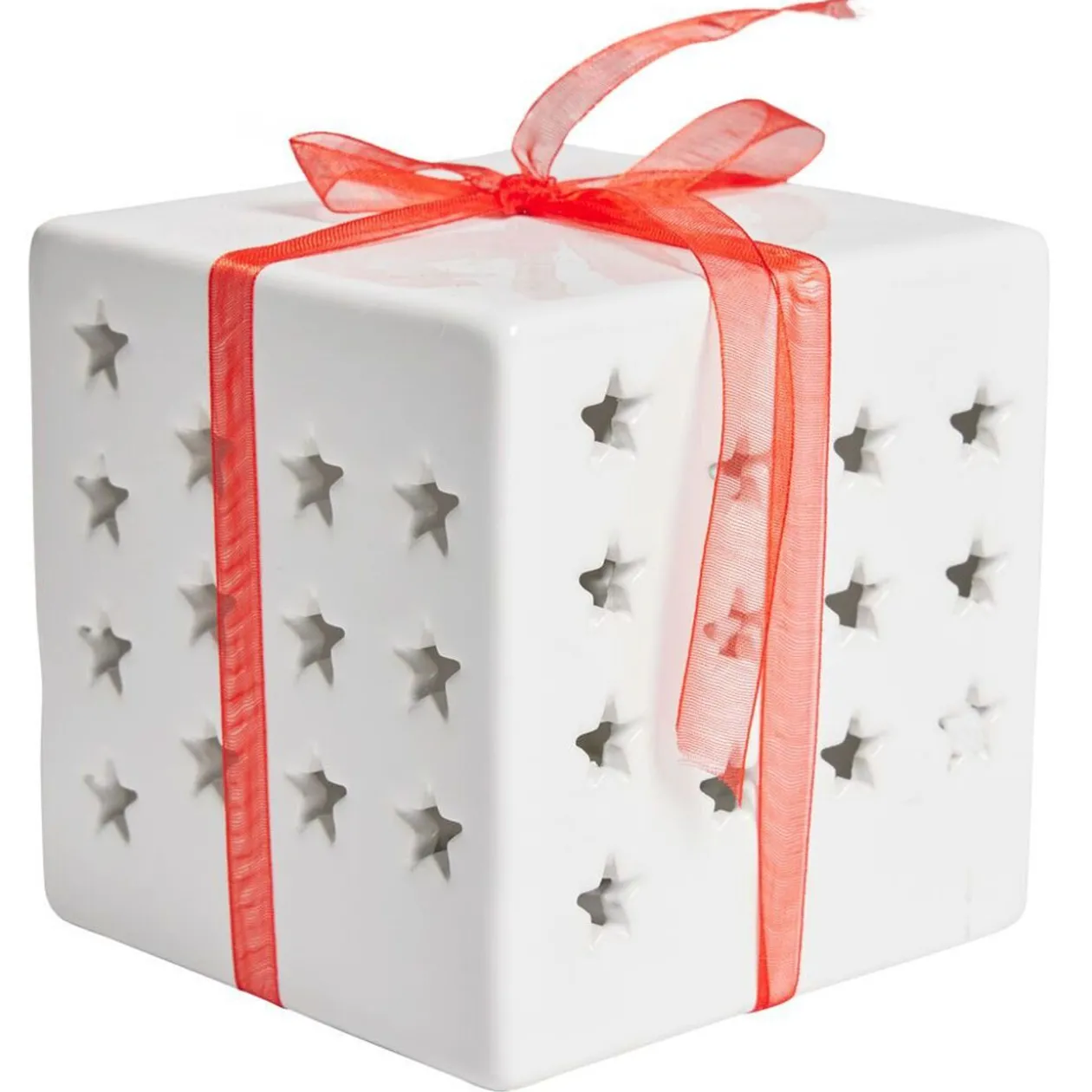 Cadeau lumineux déco Noël 1LED céramique blanc H10cm