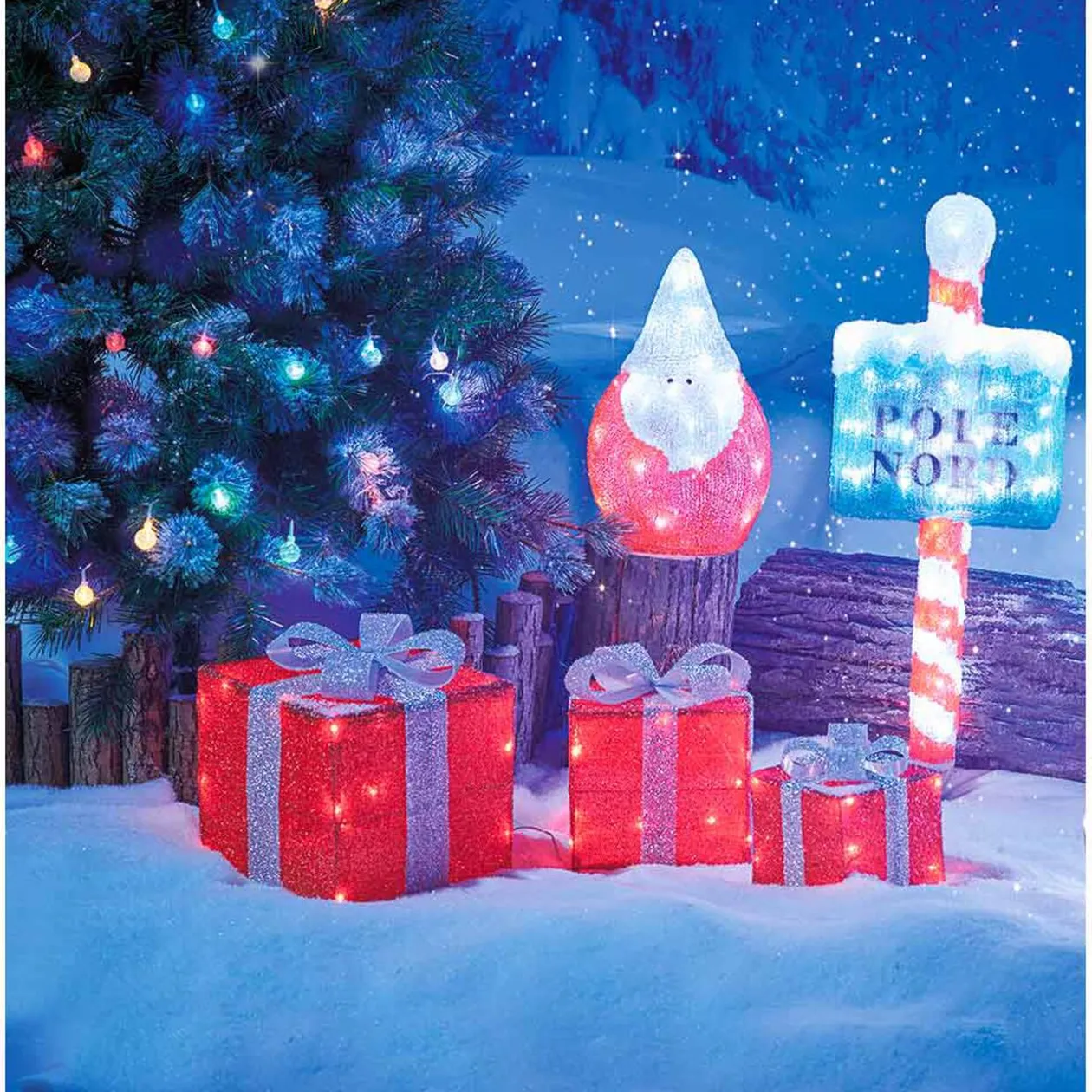 Cadeau lumineux rouge Homday 40 LED intérieur extérieur x3