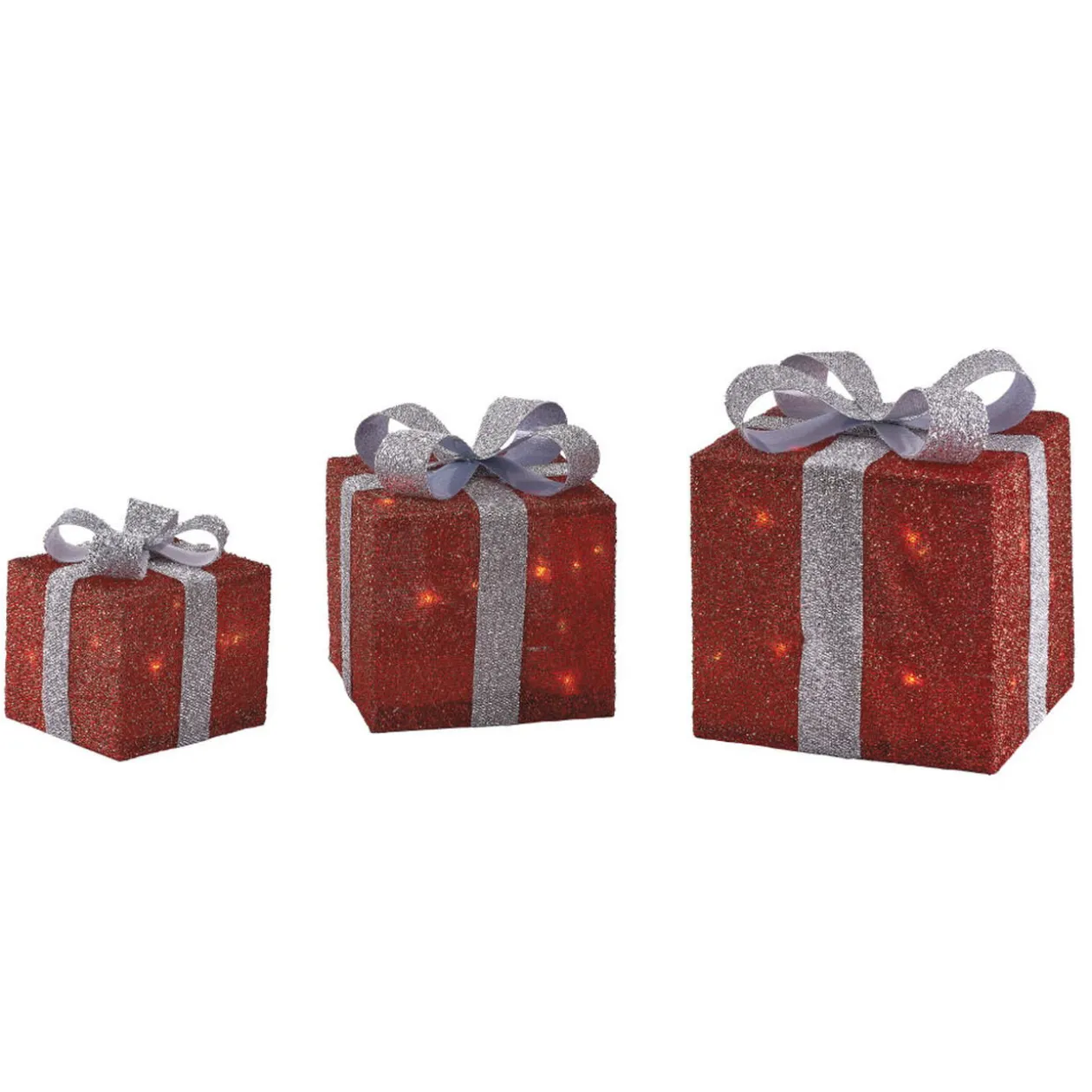 Cadeau lumineux rouge solaire 40 LED intérieur extérieur x3