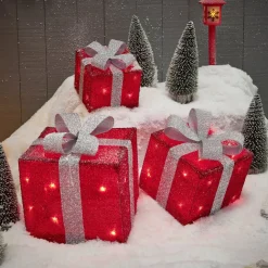 Cadeau lumineux rouge solaire 40 LED intérieur extérieur x3