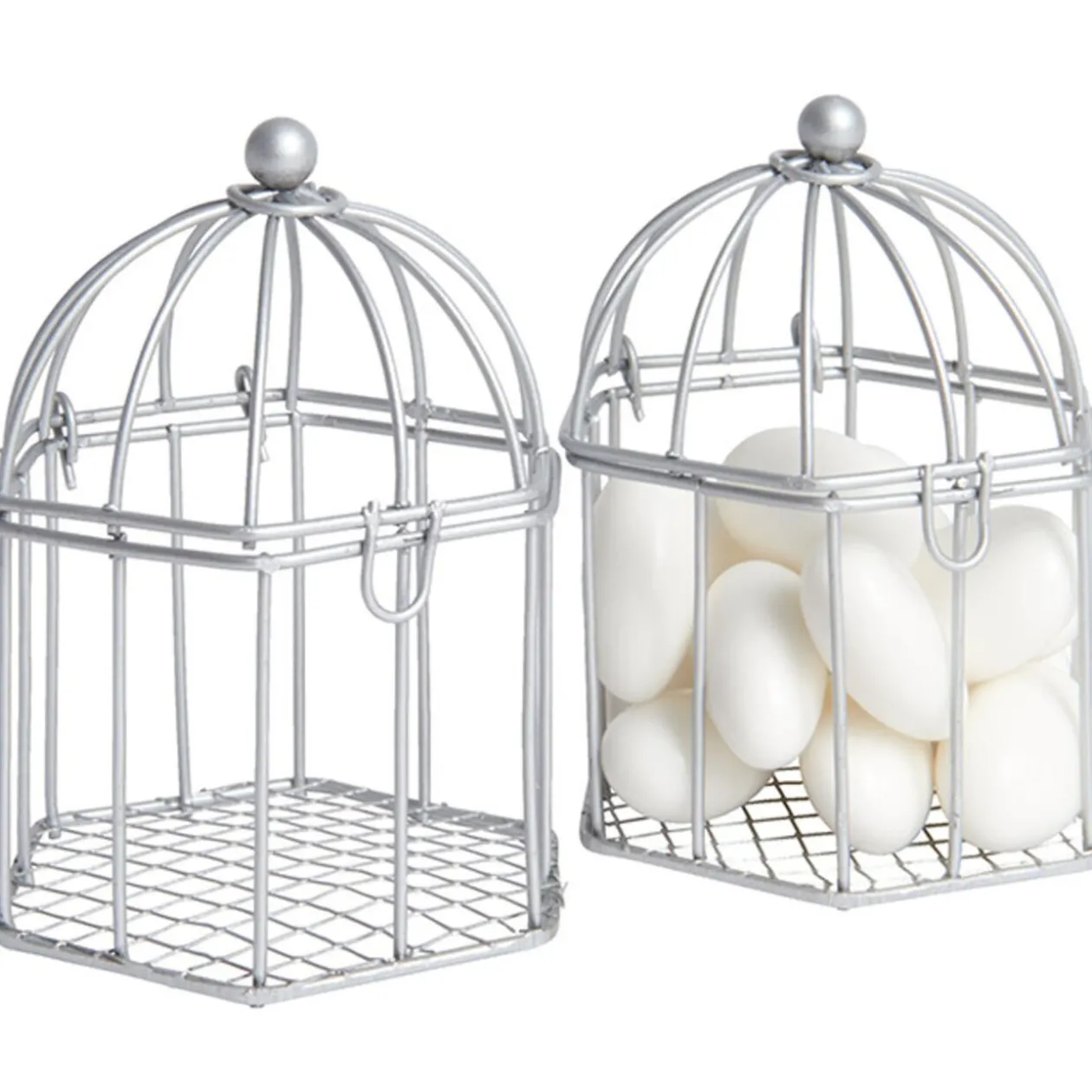 Cage à dragées argentée x2