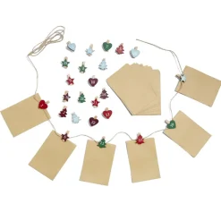 Calendrier de l'Avent à remplir avec pinces en bois et sachets 24 pièces