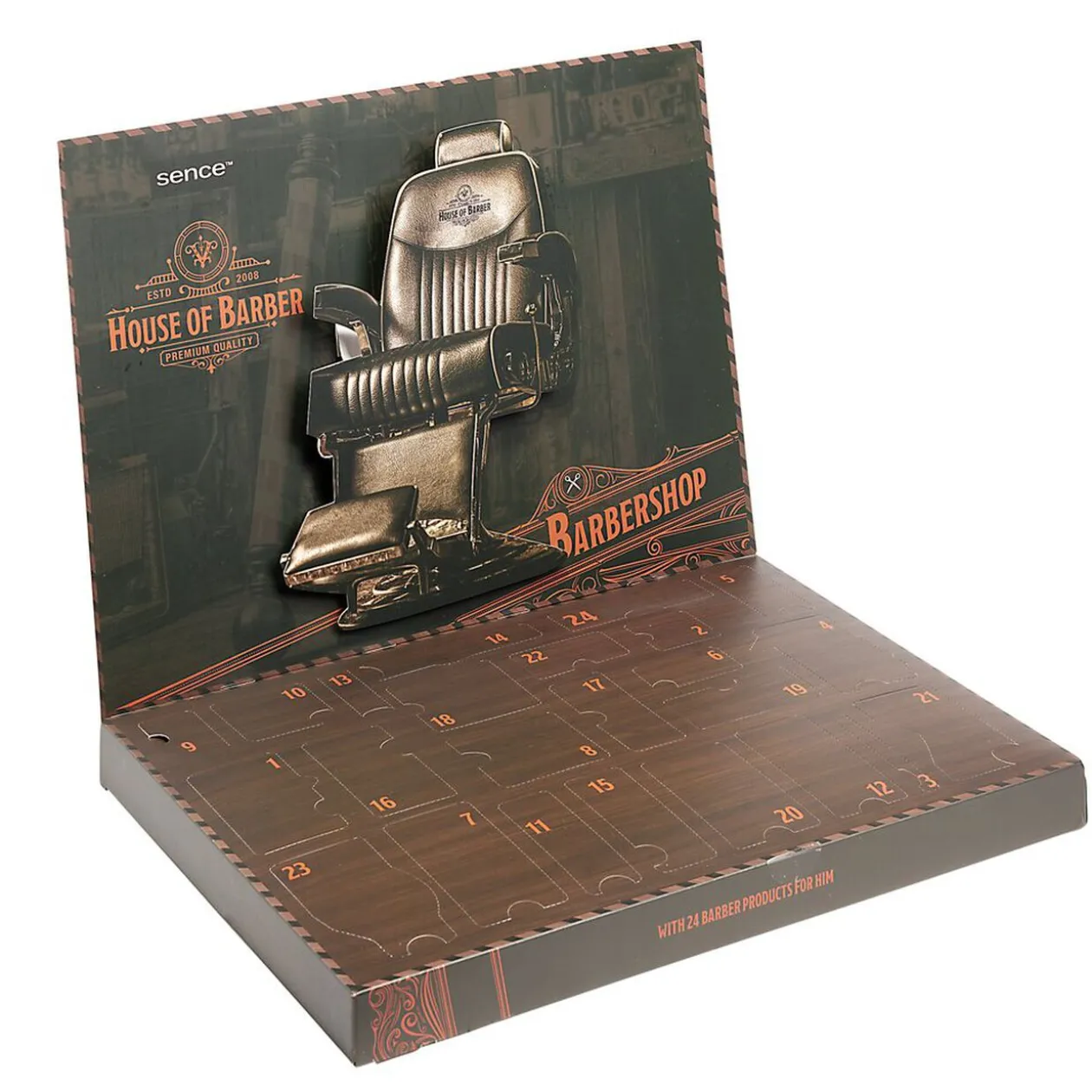 Calendrier de l'Avent homme barbier Sence 24 cases