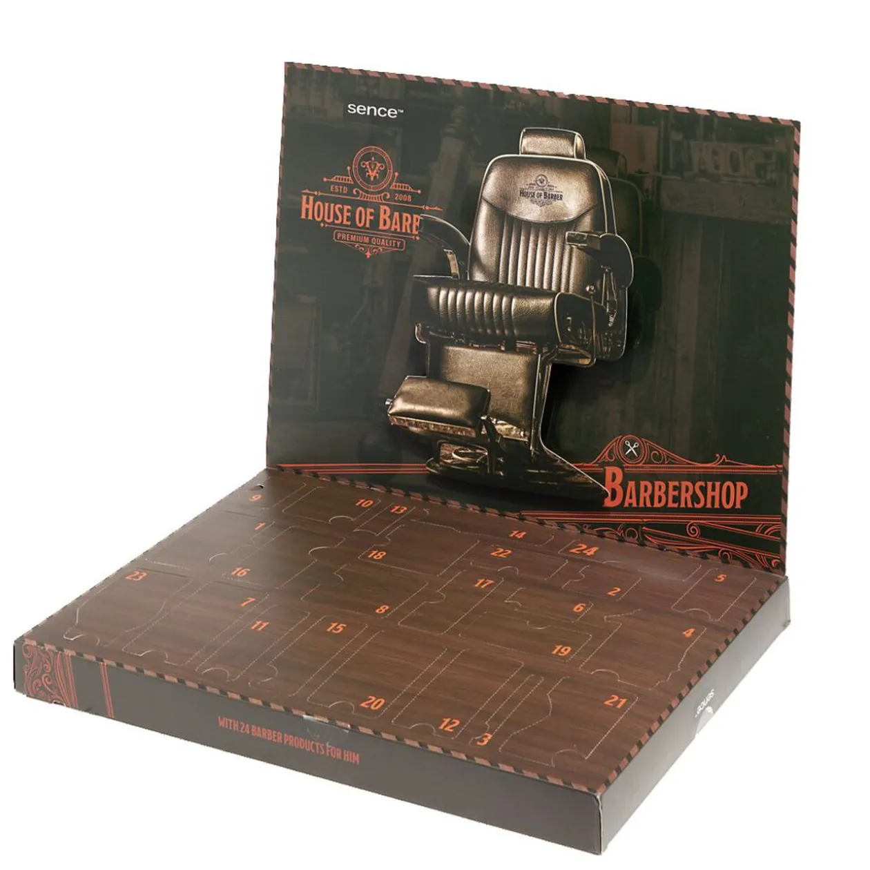 Calendrier de l'Avent homme barbier Sence 24 cases