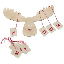 Calendrier de l'Avent Renne en bois 24 sacs à suspendre