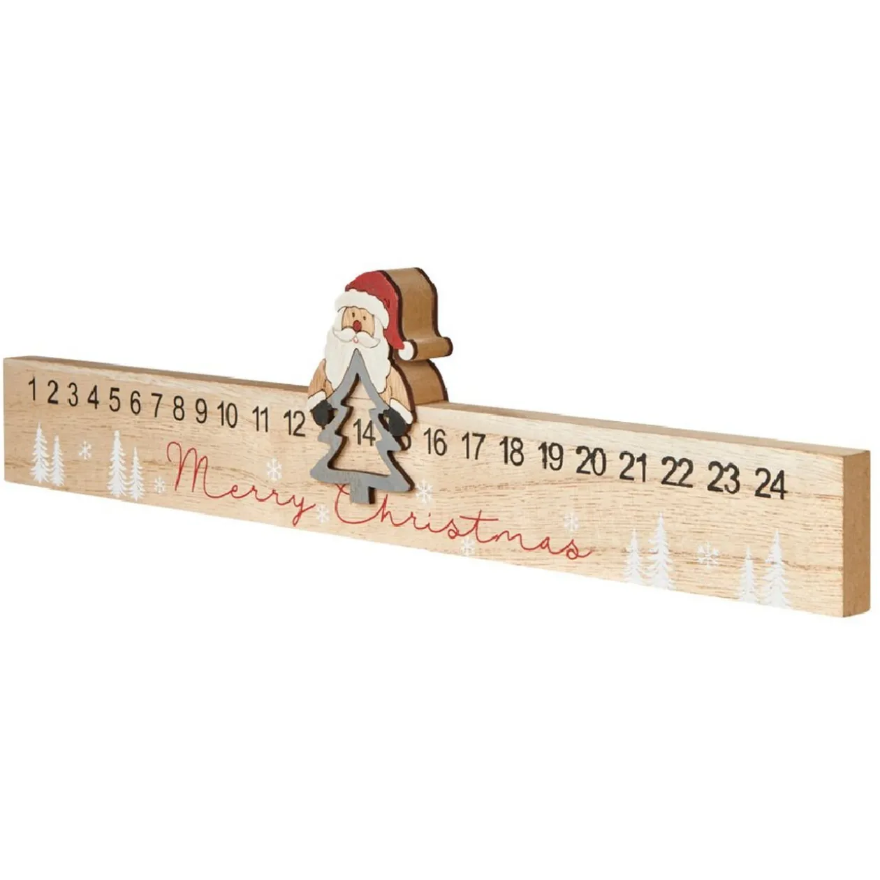 Calendrier de l’Avent Réglette en bois déco Père Noël