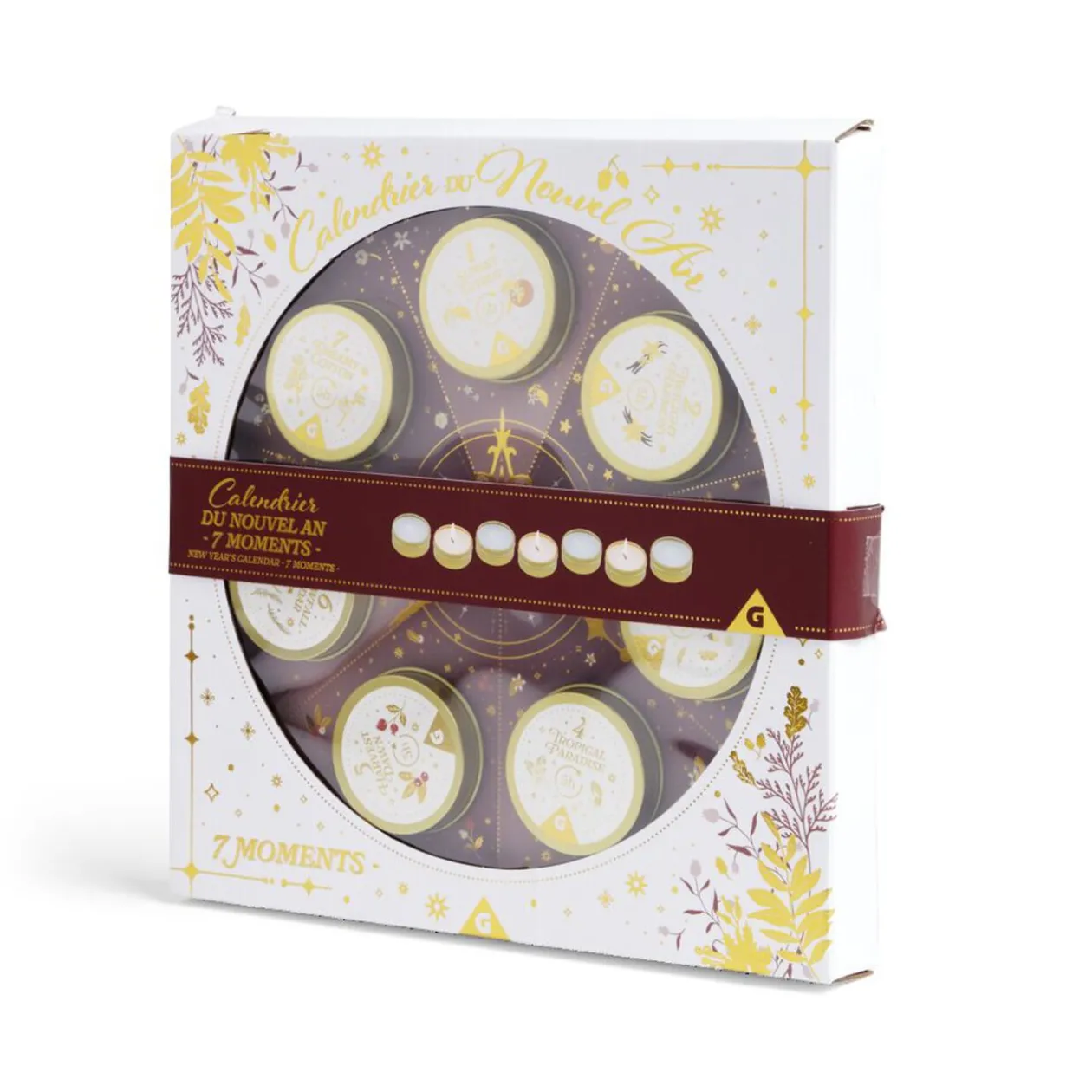 Calendrier du nouvel an thème bougies 7 cases