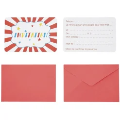 Carte d'invitation Circus avec enveloppe x 8